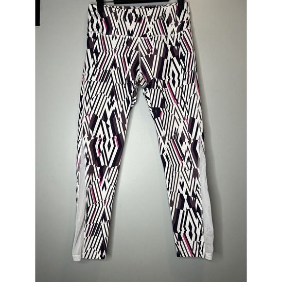LOVE LIFE LIVE YOGA LEGGINGS Sz SMALL FULL HIGH RISE White Abstract Mesh Leg - Picture 1 of 4